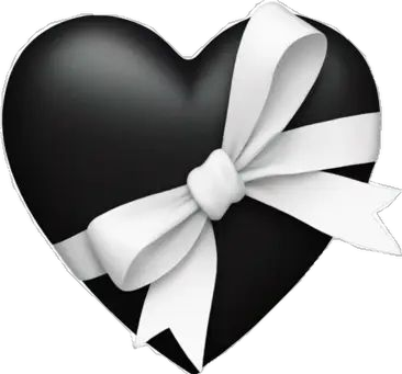 Black Heart Beige Bow
